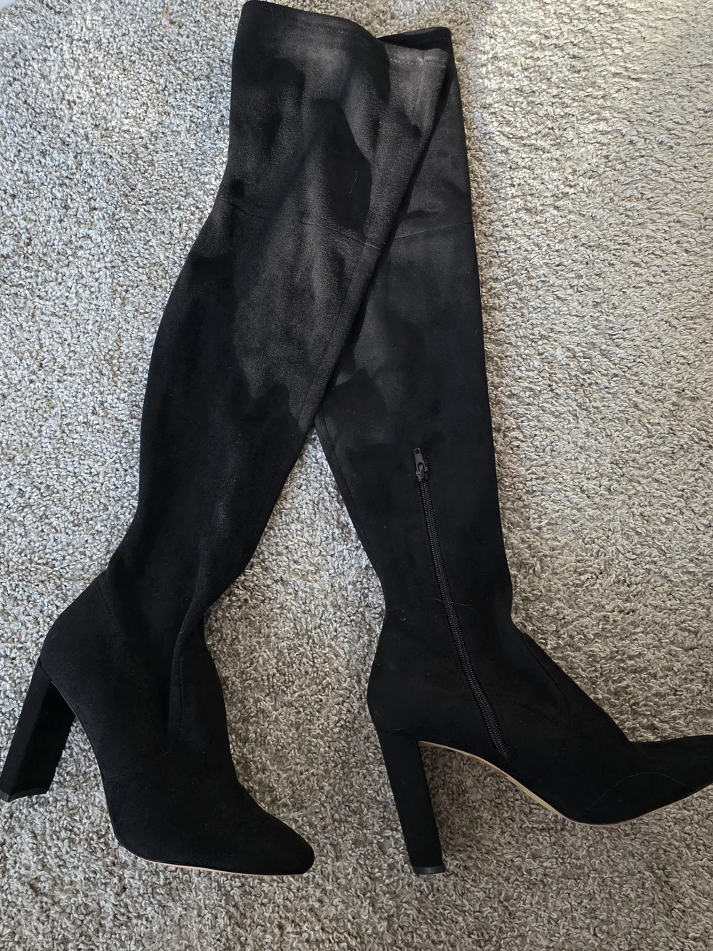 ALDO Black Suede Over-The-Knee Boots Block Heel Size [8 1/2] Excellent Condition